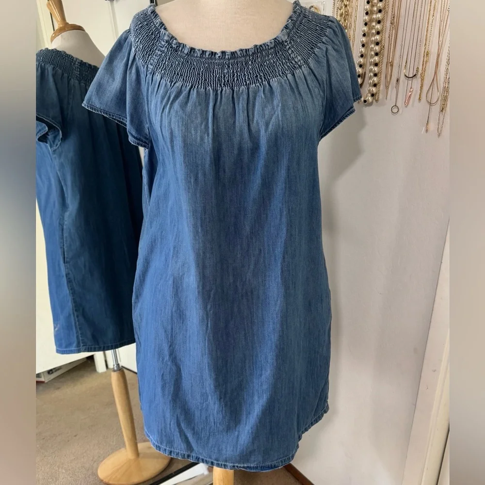 CURRENT ELLIOT••Madeline Cold Shoulder Denim Dress••size 1 (small) - Picture 2 of 7